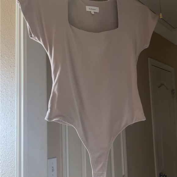 bohme Tops - Taupe/cream Bohme Scoop Neck Bodysuit